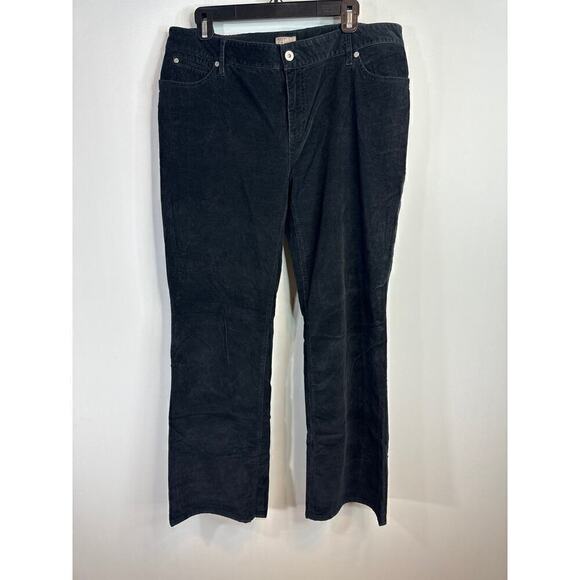 J. Jill Black Corduroy Stretch Tapered Down Black Pants Size 14 - Picture 1 of 10
